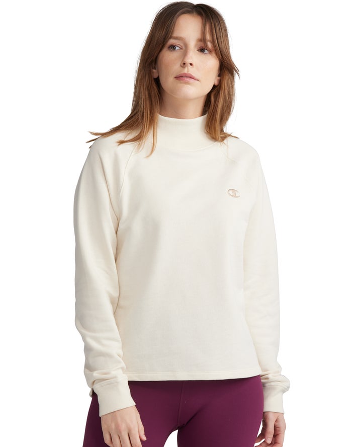 Champion Powerblend Fleece Mock Neck Embroidered Logo - Naisten Kerma Collegepaita - Suomi 3572641-J